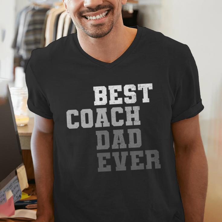 Best Coach Dad Ever Football Soccer Baseball Basketball Men's V-Neck T-Shirt