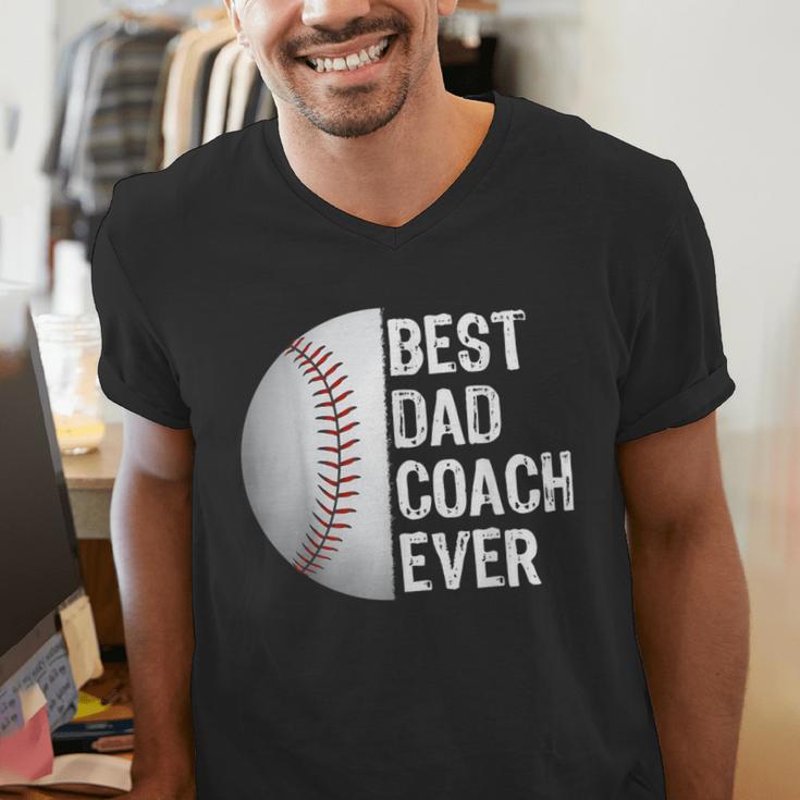 Best Dad Coach Ever Baseball For Sport Lovers Men's V-Neck T-Shirt