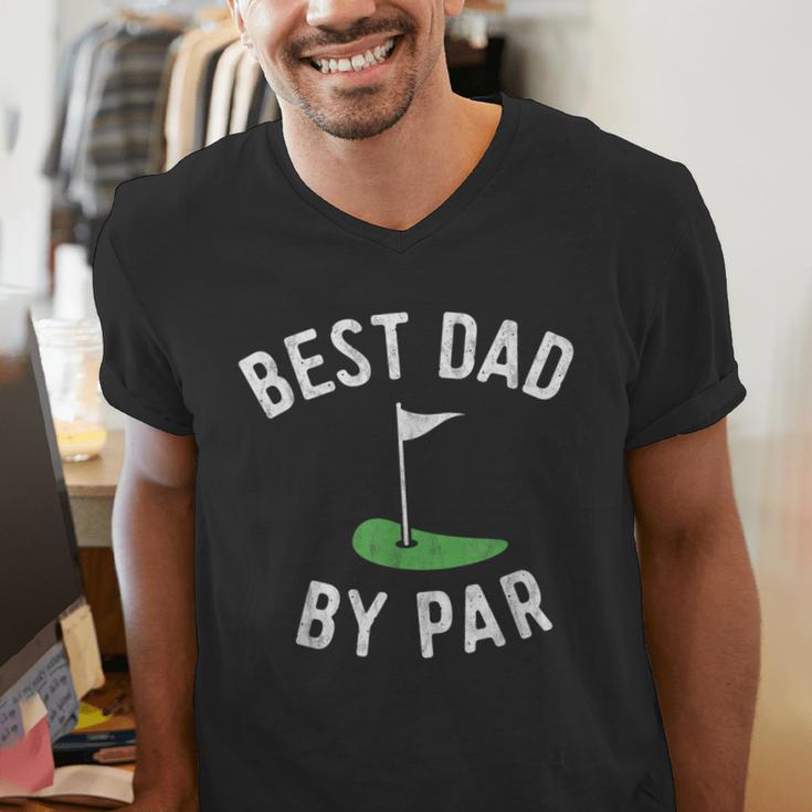 Best Dad By Par Golf Shirt Father's Day Daddy Men's V-Neck T-Shirt