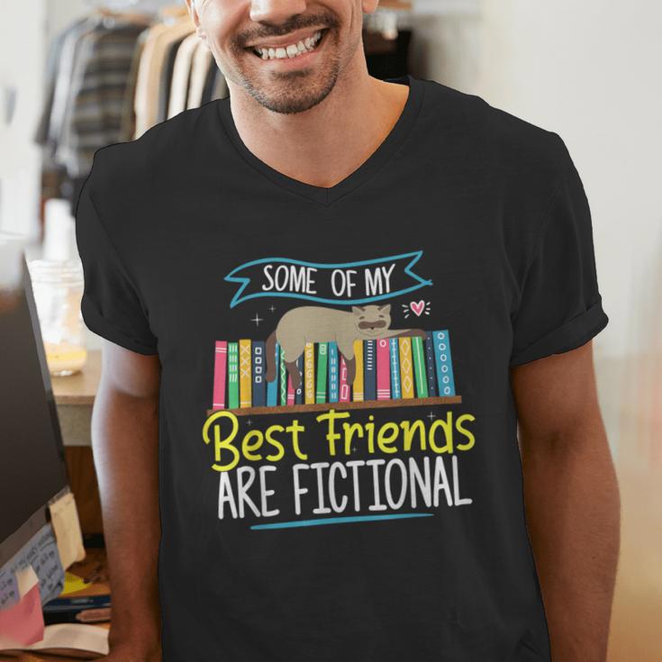 Some Of My Best Friends Are Fictional Book Lover Bookworm Men's V-Neck T-Shirt