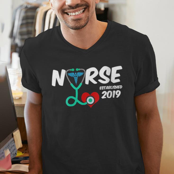 Best Nurse Graduation- RN Nurse Established 2019 LPN Men's V-Neck T-Shirt