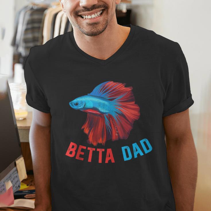 Betta Dad Betta Fish Lover Betta Fish Dad Betta Fish Boy Men's V-Neck T-Shirt