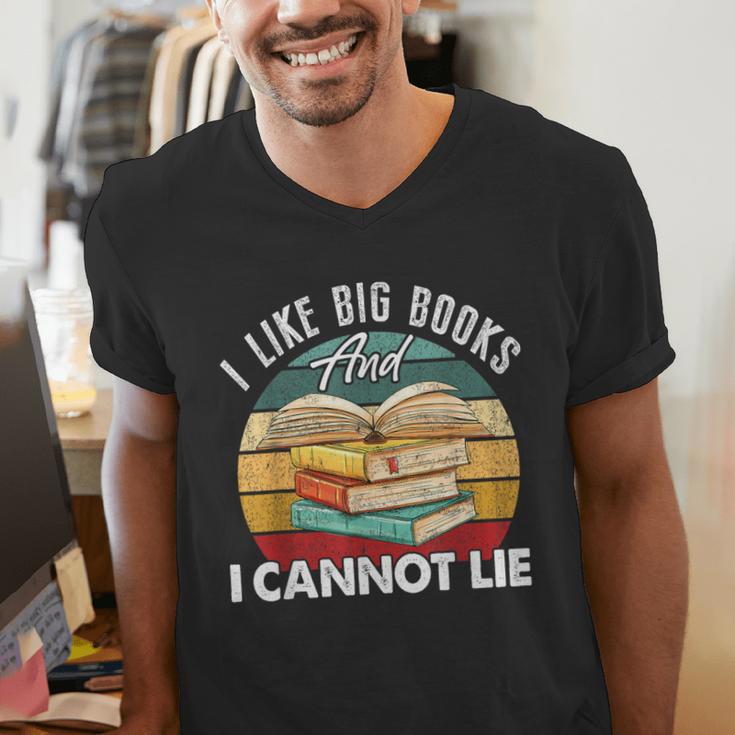 I Like Big Books Librarian Reading Teacher Book Lover Men's V-Neck T-Shirt