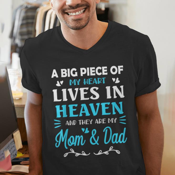 A Big Piece Of My Heart Lives In Heaven My Mom And Dad Men's V-Neck T-Shirt