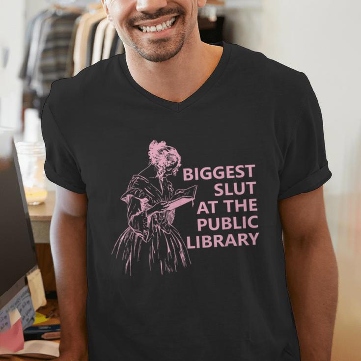 Biggest Slut At The Public Library Reading Book Club Men's V-Neck T-Shirt