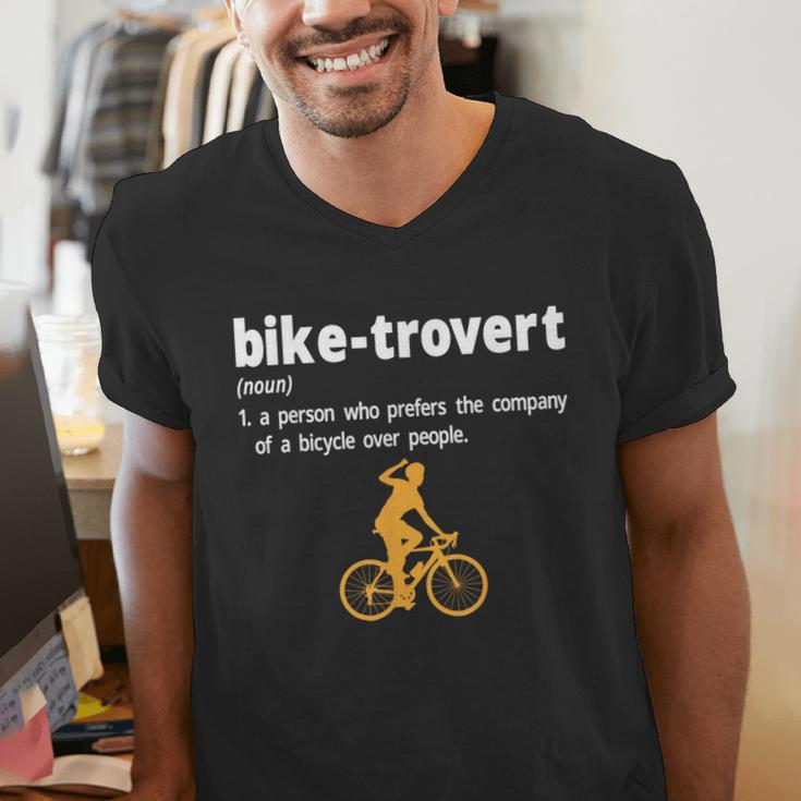 Bike-Trovert Bicycle Humor Definition Introvert Men's V-Neck T-Shirt
