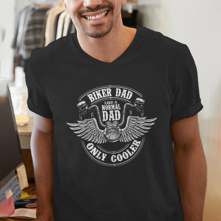 Biker Dad Like A Normal Dad Only Cooler Motorcycle Biker Men's V-Neck T-Shirt