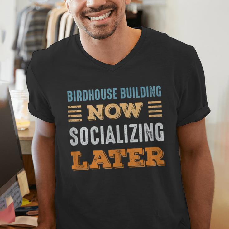 Birdhouse Building Now Minimal Socializing Introvert Men's V-Neck T-Shirt