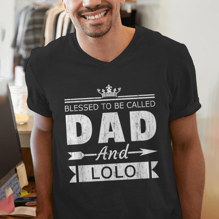 Blessed To Be Called Dad And Lolo Grandpa Men's V-Neck T-Shirt