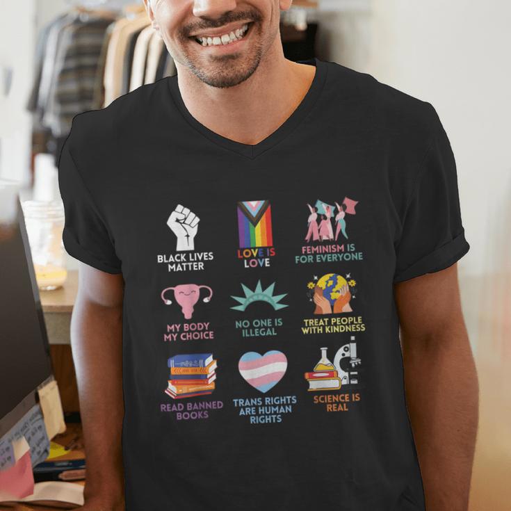 BLM Human Rights Feminism Trans Science Books LGBTQ Quote Men's V-Neck T-Shirt