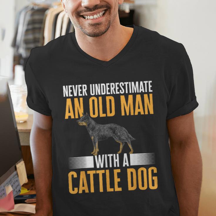 Blue Heeler Dad Australian Cattle Dog Men Men's V-Neck T-Shirt Blue Heeler Dad Australian Cattle Dog Men Men's V-Neck T-Shirt