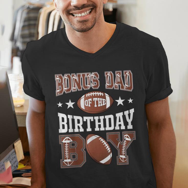 Bonus Dad Of The Birthday Boy Football Game Day Men's V-Neck T-Shirt