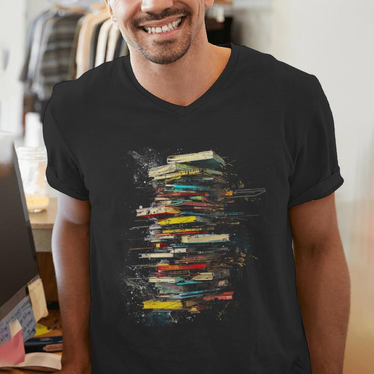 Book Abstract Art Drawing Painting Graphic Book Men's V-Neck T-Shirt