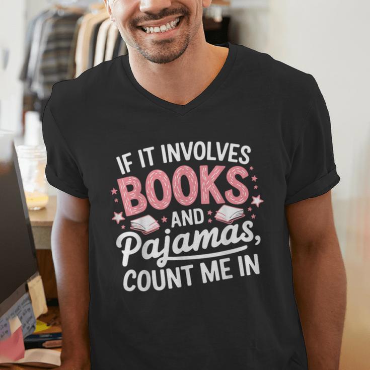 Book & Pajamas Humorous Book Lover Reading Bedtime Men's V-Neck T-Shirt Book & Pajamas Humorous Book Lover Reading Bedtime Men's V-Neck T-Shirt