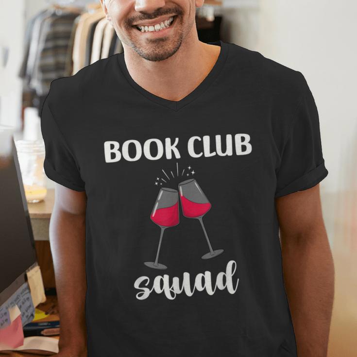 Book Club Squad Reading Bookworm Wine Lover Humor Men's V-Neck T-Shirt