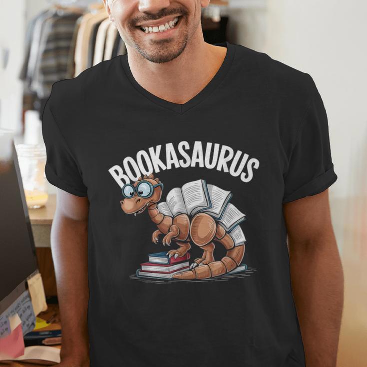 Book Dinosaur T-Rex Bookworm Dino Book Reading Men's V-Neck T-Shirt