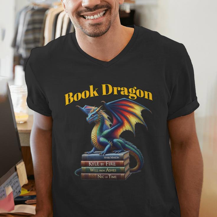 Book Dragon Mark Minson's Books Men's V-Neck T-Shirt