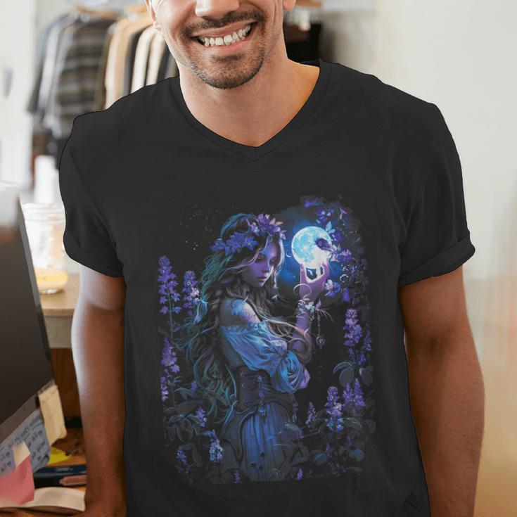 Book Fantasy Art Beautiful Elf Princess Fairy Men's V-Neck T-Shirt