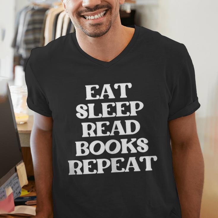 Book Lover Book Eat Sleep Read Books Repeat Men's V-Neck T-Shirt