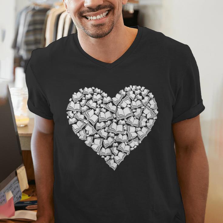 Book Lover Heart Shape Reading Librarian Library Teacher Men's V-Neck T-Shirt Book Lover Heart Shape Reading Librarian Library Teacher Men's V-Neck T-Shirt