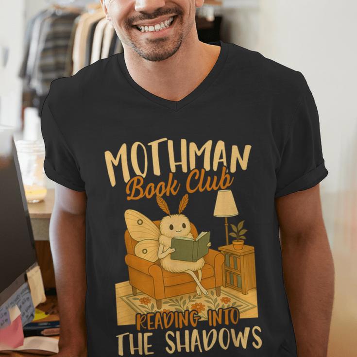 Book Lover Moth Mothman Book Club Reading Into Shadows Men's V-Neck T-Shirt