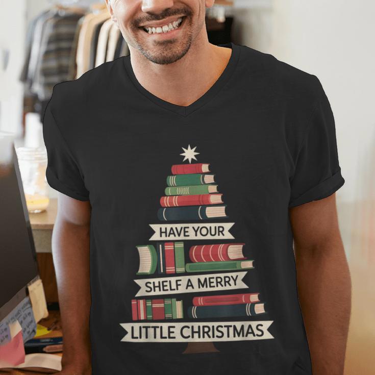 Book Merry Little Christmas Tree Holiday Men's V-Neck T-Shirt Book Merry Little Christmas Tree Holiday Men's V-Neck T-Shirt
