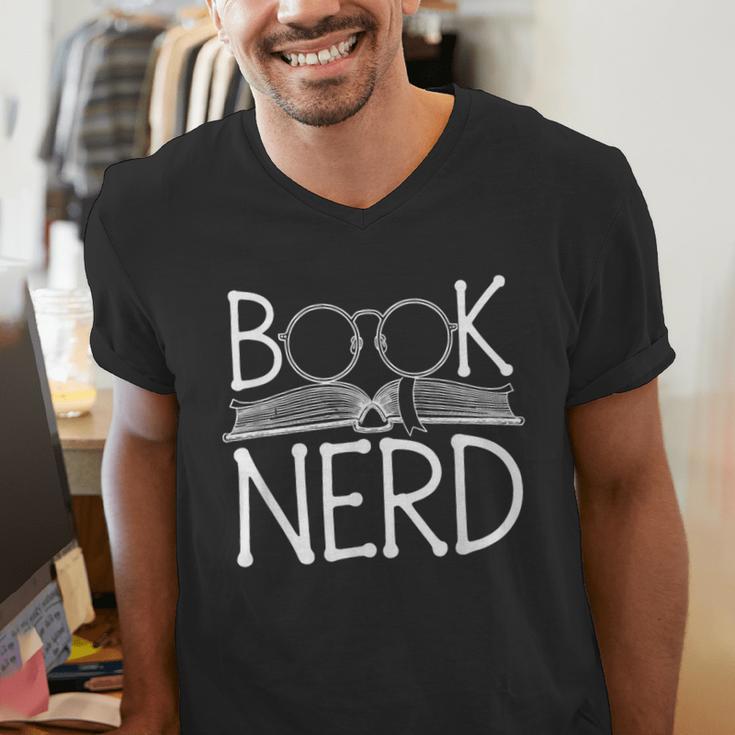 Book Nerd Retro Style Readers Librarians Authors Bookworms Men's V-Neck T-Shirt