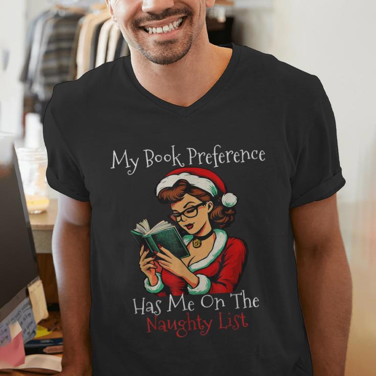 My Book Preference Has Me On The Naughty List Christmas Xmas Men's V-Neck T-Shirt