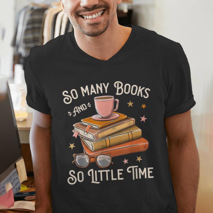 Book Reading Kafee Librarian Vele Books And Little Time Men's V-Neck T-Shirt