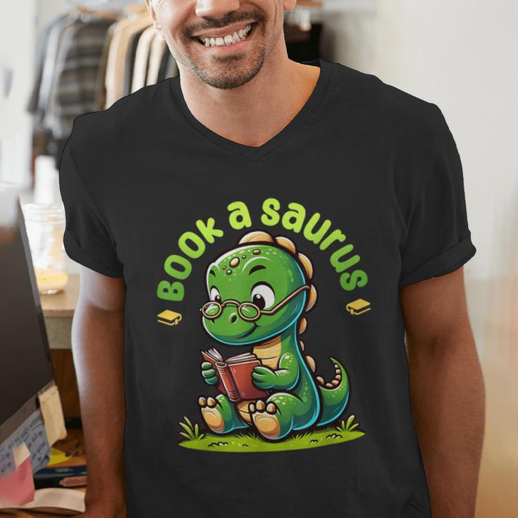 Book A Saurus Bookasaurus Dinosaur Book Girls Boys Toddler Men's V-Neck T-Shirt