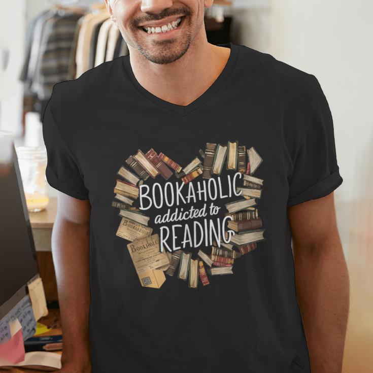 Bookaholic Addicted To Reading Book Lovers Literacy Men's V-Neck T-Shirt Bookaholic Addicted To Reading Book Lovers Literacy Men's V-Neck T-Shirt