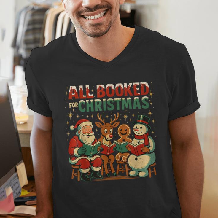 All Booked For Christmas Book Lover Men's V-Neck T-Shirt