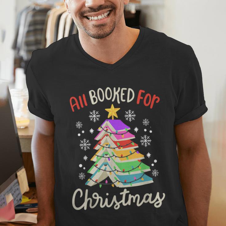 All Booked For Christmas Book Lovers Xmas Tree Women Men's V-Neck T-Shirt