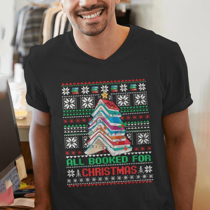 All Booked For Christmas Tree Book Ugly Christmas Sweatshirt Men's V-Neck T-Shirt