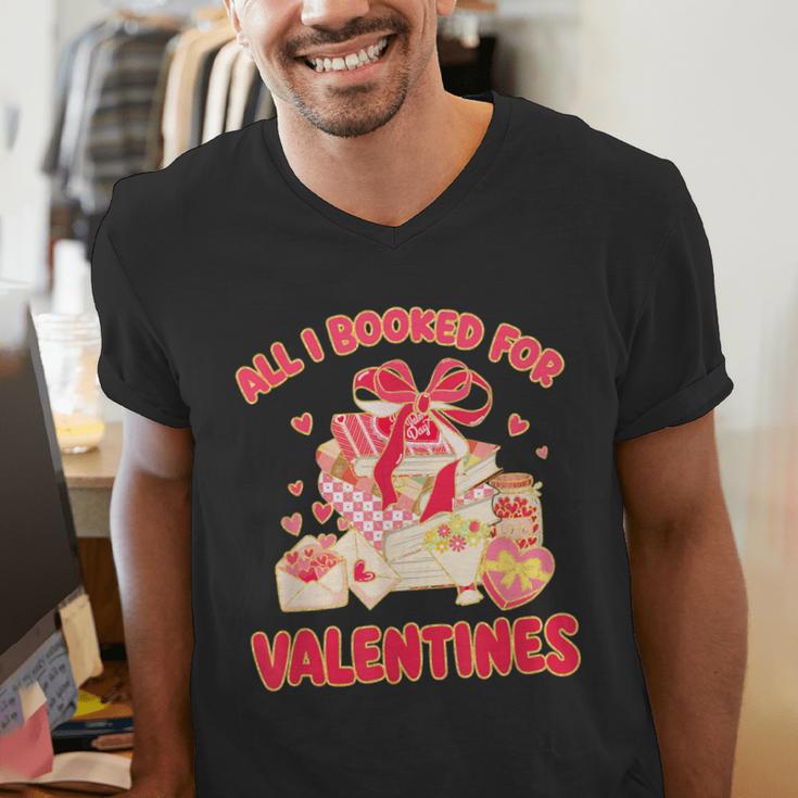 Booked For Valentine Books Lover Bookworm Librarian Teacher Men's V-Neck T-Shirt