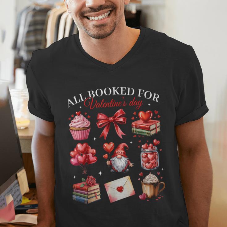 All Booked For Valentine Coquette Bow Girl Women Teacher Men's V-Neck T-Shirt