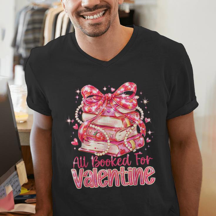All Booked For Valentine Cute Pink Book Lover Aesthetic Men's V-Neck T-Shirt