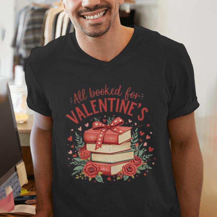 All Booked For Valentine's Book Lovers Romantic Readers Men's V-Neck T-Shirt