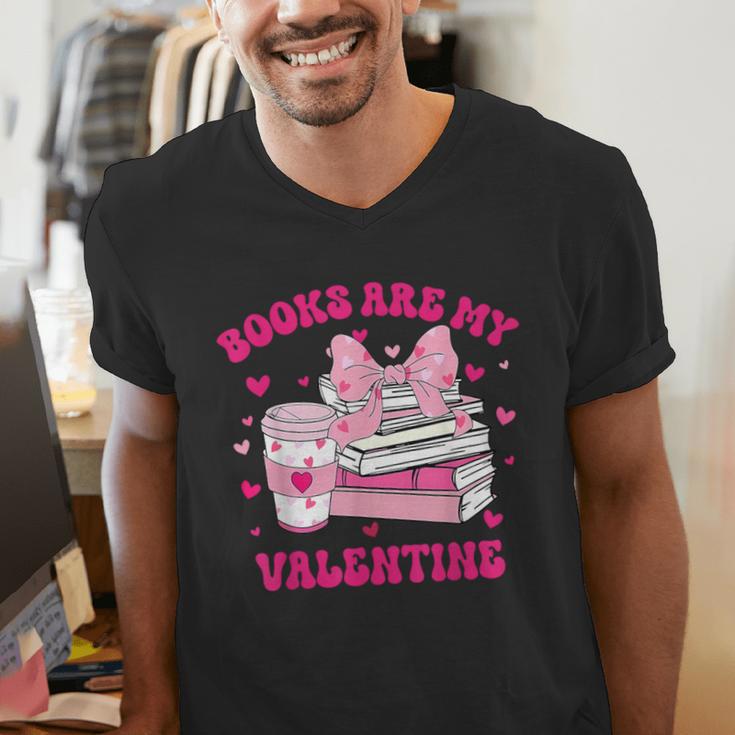 All Booked For Valentines Book Reading Coquette Bow Men's V-Neck T-Shirt