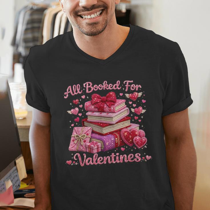 All Booked Valentine's Girly Teacher Coquette Love Men's V-Neck T-Shirt