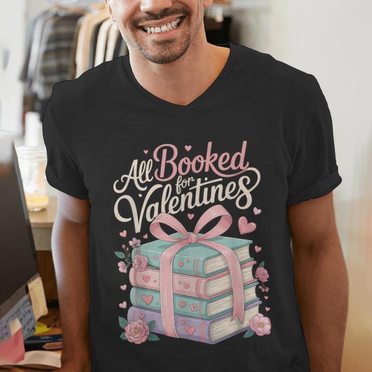 All Booked For Valentines Stacked Books Men's V-Neck T-Shirt