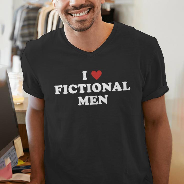 Bookish Quote Reading Lover I Love Fictional Men Men's V-Neck T-Shirt Bookish Quote Reading Lover I Love Fictional Men Men's V-Neck T-Shirt