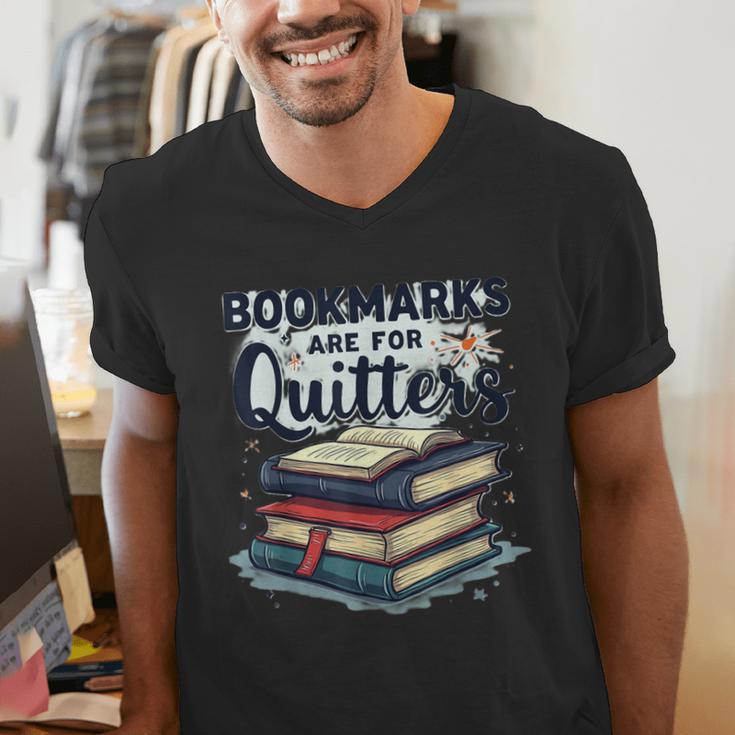 Bookmarks Are For Quitters Reading Quote Book Lover Men's V-Neck T-Shirt