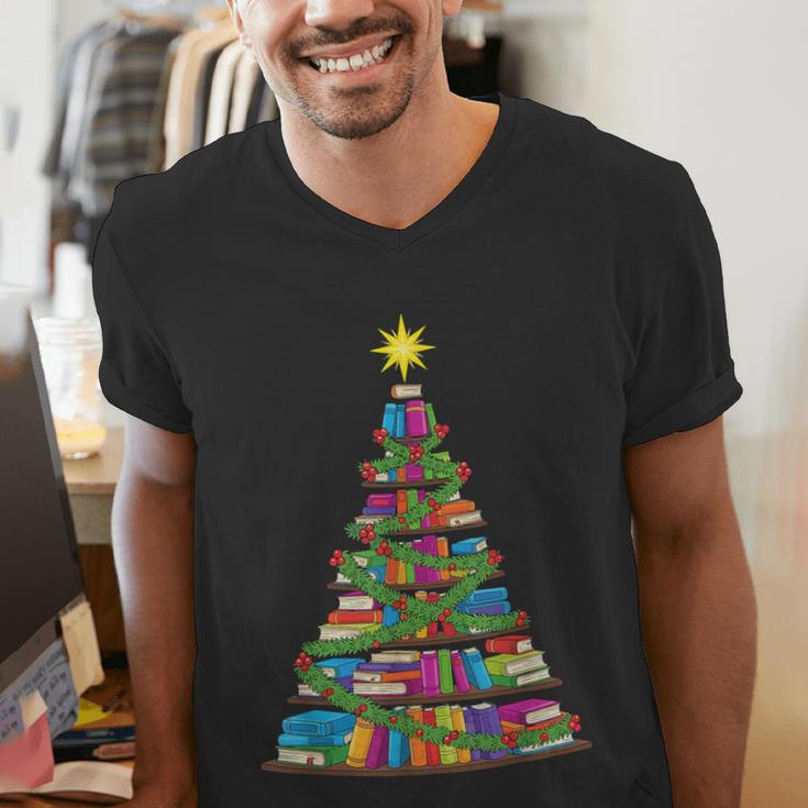 Bookmas Christmas Book Tree Book Lover English Teacher Men's V-Neck T-Shirt