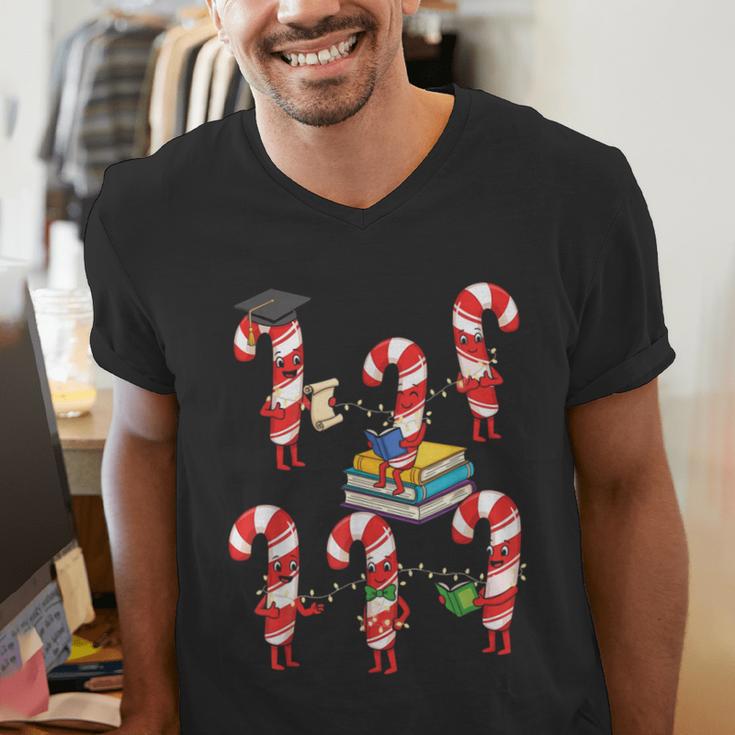 Bookmas Christmas Books Shirt Candy Cane Bookworm Men's V-Neck T-Shirt