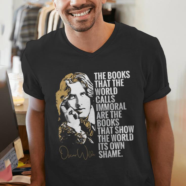 Books Called Immoral World's Shame Dorian Gray Oscar Wilde Men's V-Neck T-Shirt Books Called Immoral World's Shame Dorian Gray Oscar Wilde Men's V-Neck T-Shirt