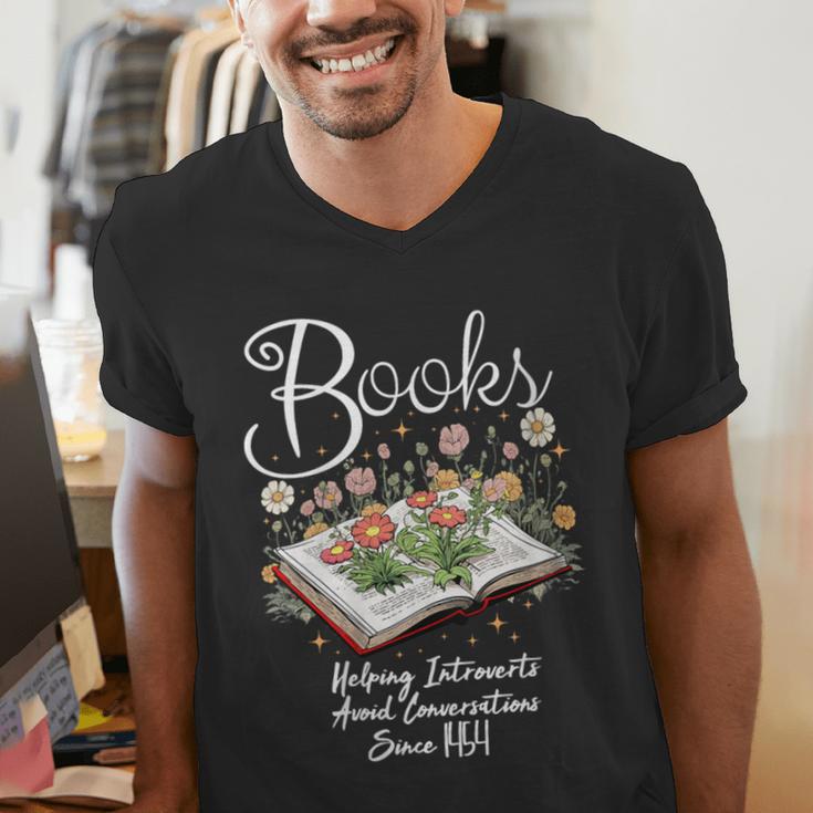Books That Help Introverts Since 1454 Conversations Men's V-Neck T-Shirt Books That Help Introverts Since 1454 Conversations Men's V-Neck T-Shirt