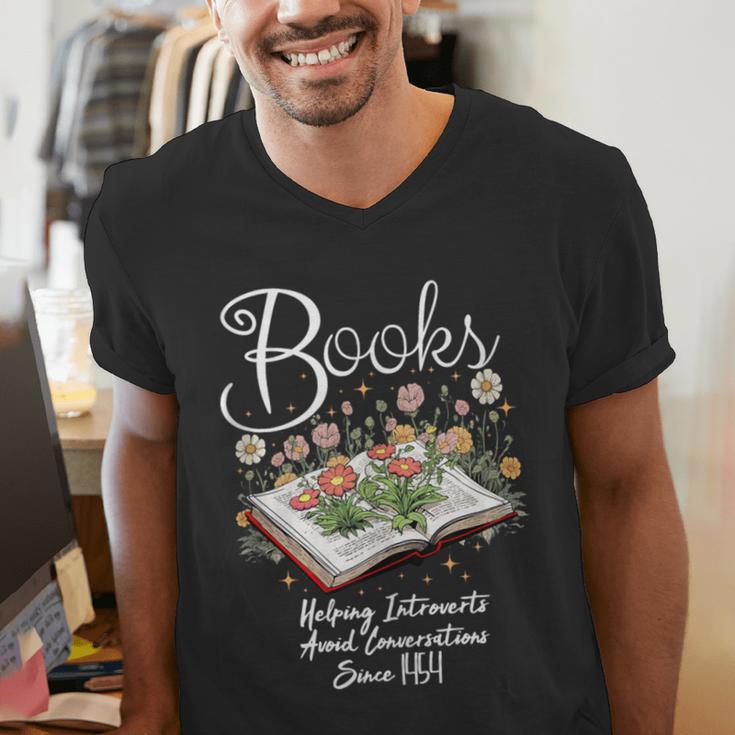 Books That Help Introverts Since 1454 Conversations Men's V-Neck T-Shirt Books That Help Introverts Since 1454 Conversations Men's V-Neck T-Shirt