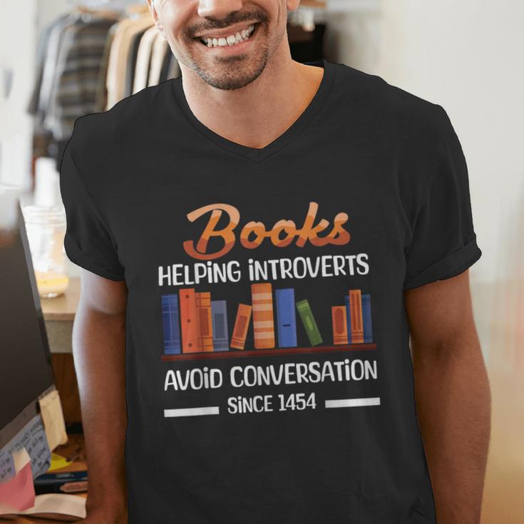 Books Helping Introverts Avoid Conversation Book Reading Men's V-Neck T-Shirt