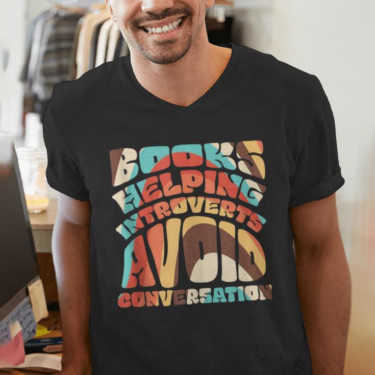 Books Helping Introverts Avoid Conversation Men's V-Neck T-Shirt